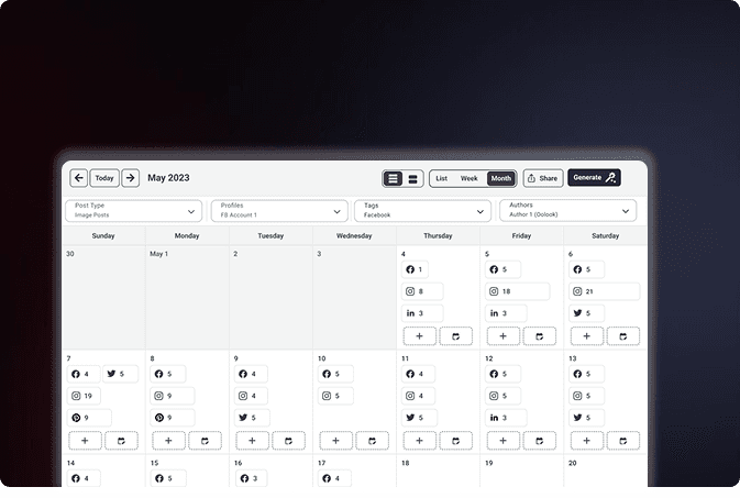 Oolook Social Calendar