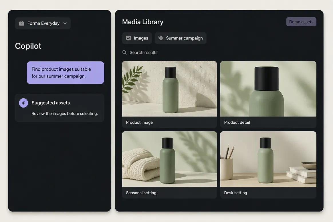 Oolook Copilot searching a brand-specific Media Library
