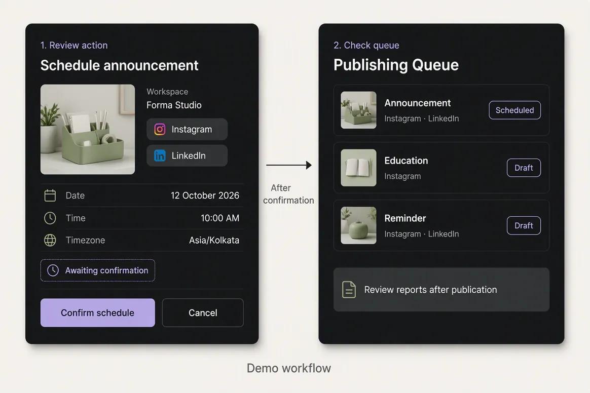 Oolook campaign posts prepared for controlled scheduling