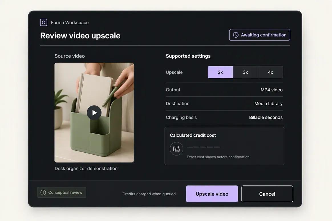 Oolook video processing action prepared for confirmation
