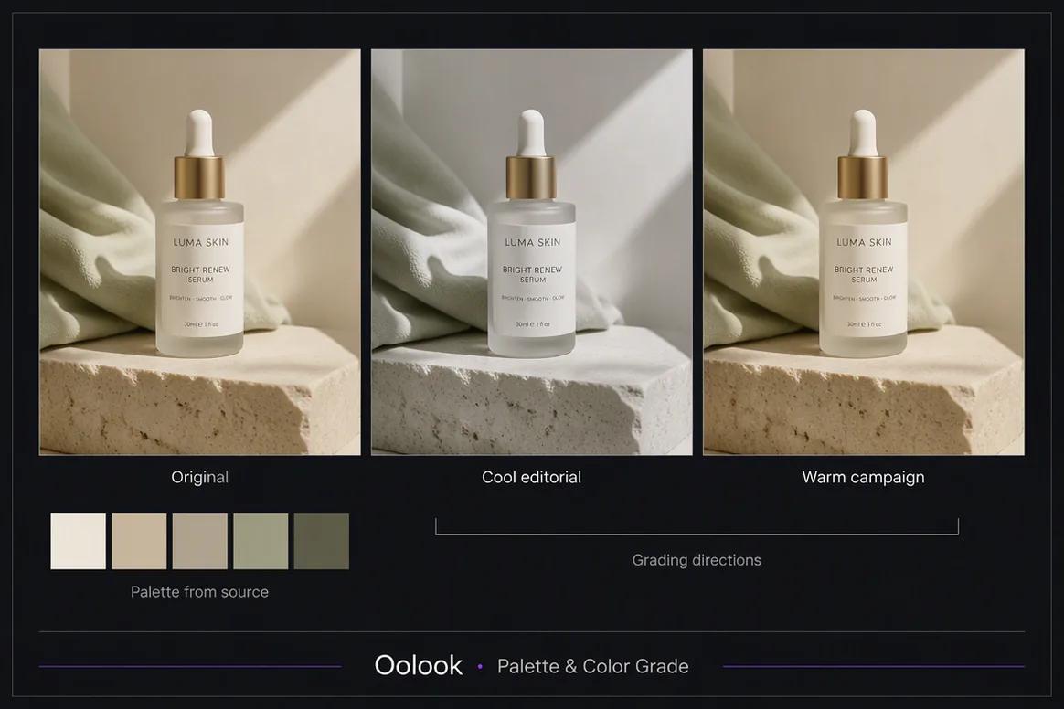 Palette extraction and image color grading inside Oolook