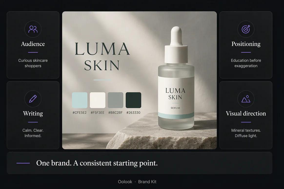 Oolook Brand Kit context reused across social and SEO workflows