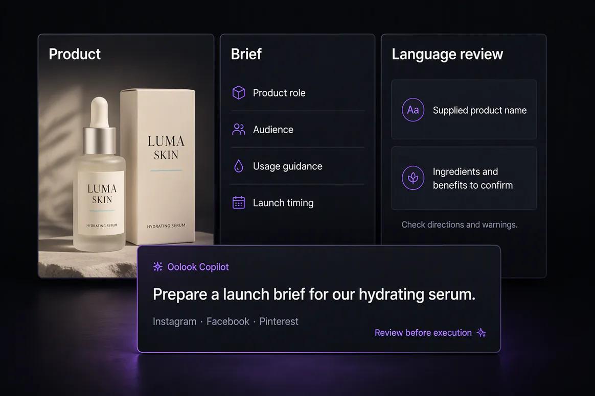 Beauty product launch campaign prepared from approved information