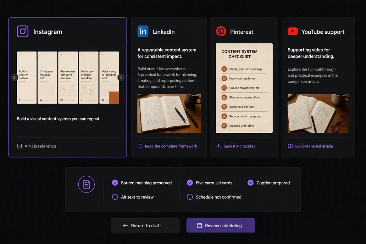 Repurposed content published and reviewed through Oolook