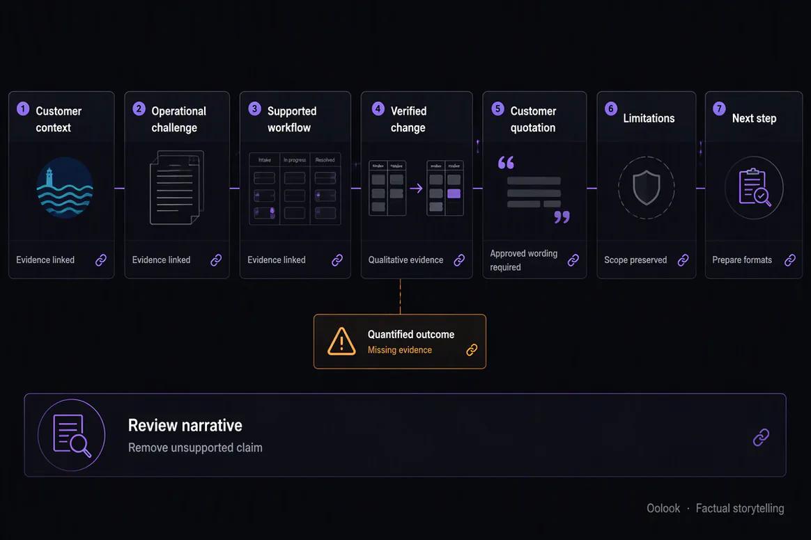 Customer story structured around problem action and verified outcome