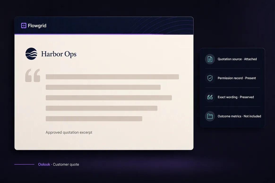 Oolook displaying an approved customer quote visual