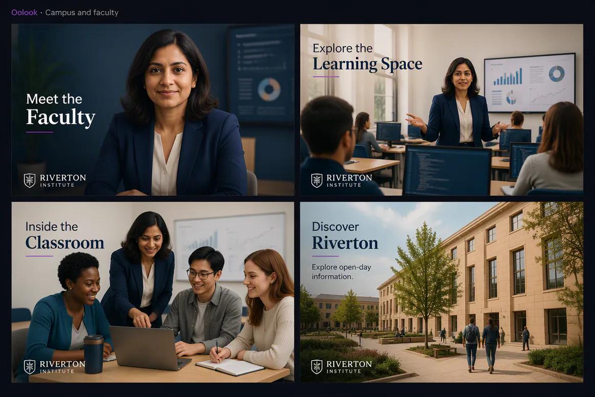 Oolook displaying an education campus and faculty campaign