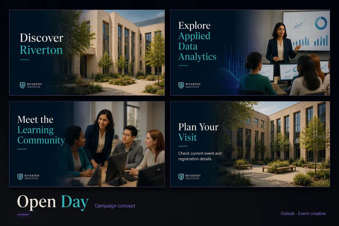 Oolook displaying a coordinated educational open day campaign