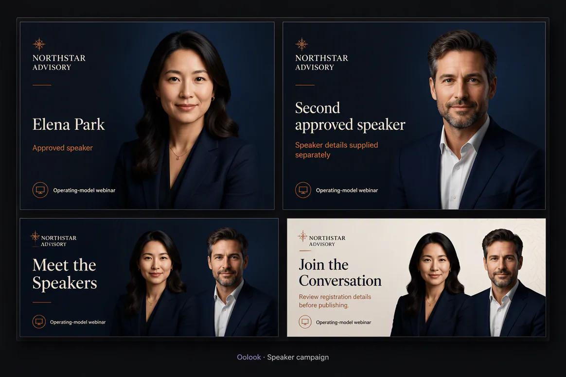 Oolook displaying an approved event speaker campaign
