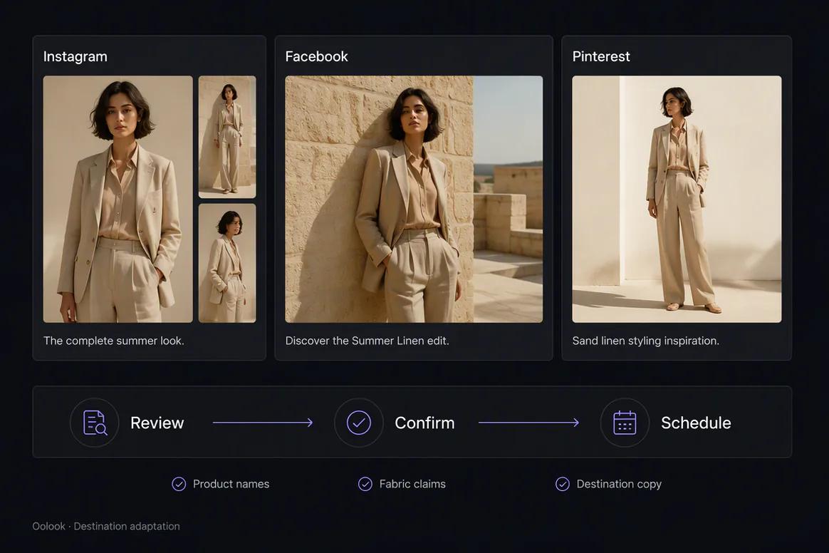 Fashion campaign adapted and scheduled across social platforms