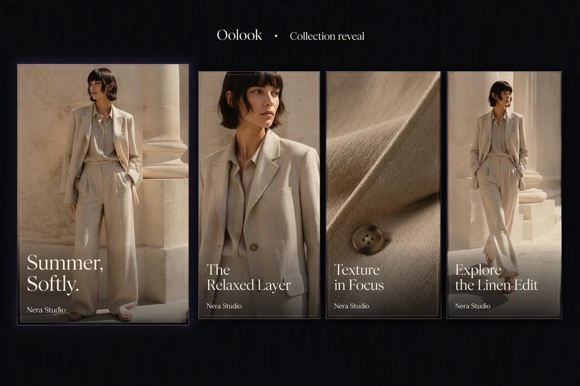 Oolook displaying a coordinated fashion collection reveal