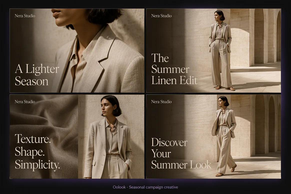 Oolook displaying a coordinated seasonal fashion lookbook campaign