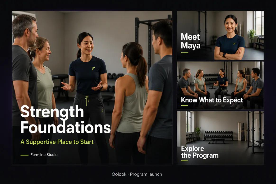 Oolook displaying a coordinated beginner fitness program launch