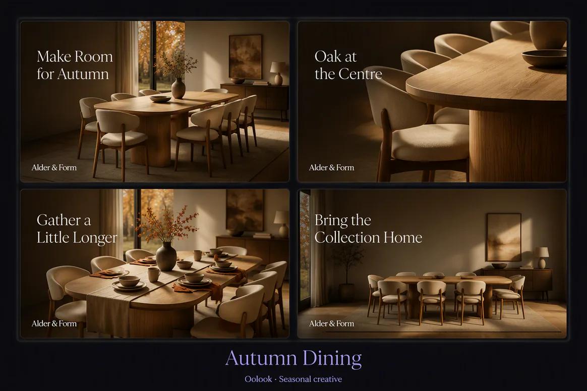 Oolook displaying a coordinated seasonal furniture campaign