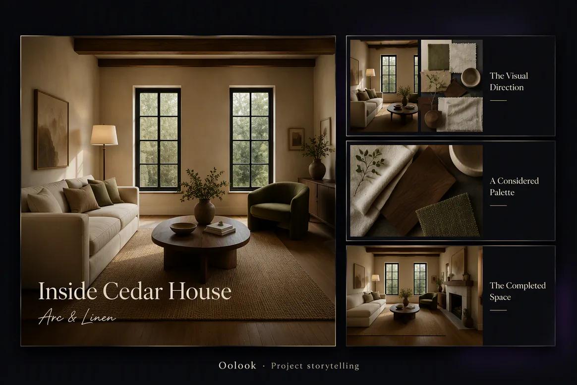 Oolook displaying a completed interior design project campaign