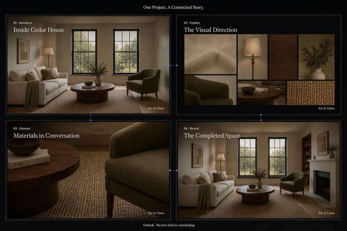 Oolook displaying a connected interior design marketing campaign