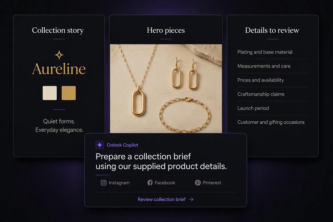 Jewelry collection campaign story prepared in Oolook