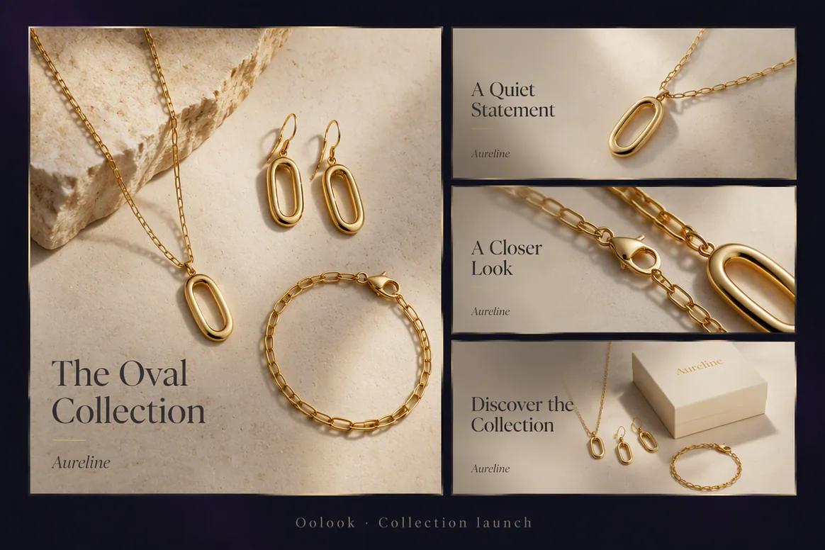 Oolook displaying a coordinated jewelry collection launch