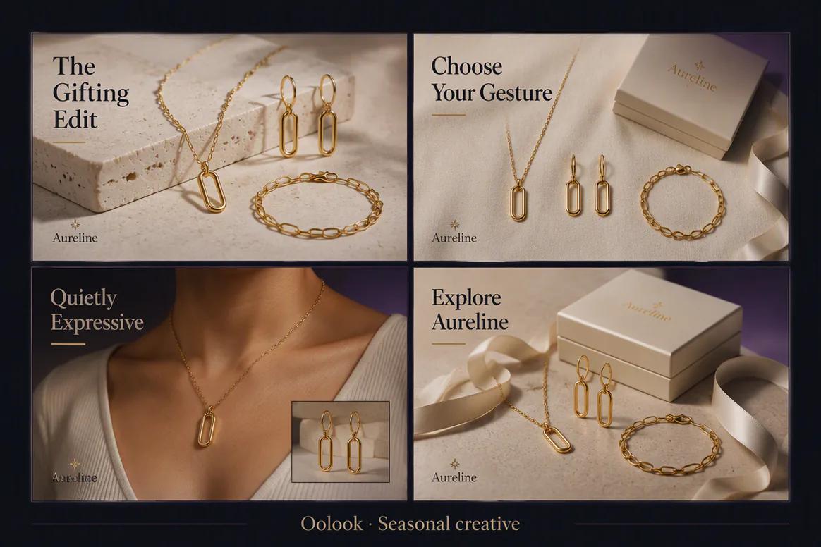 Oolook displaying a coordinated seasonal jewelry campaign