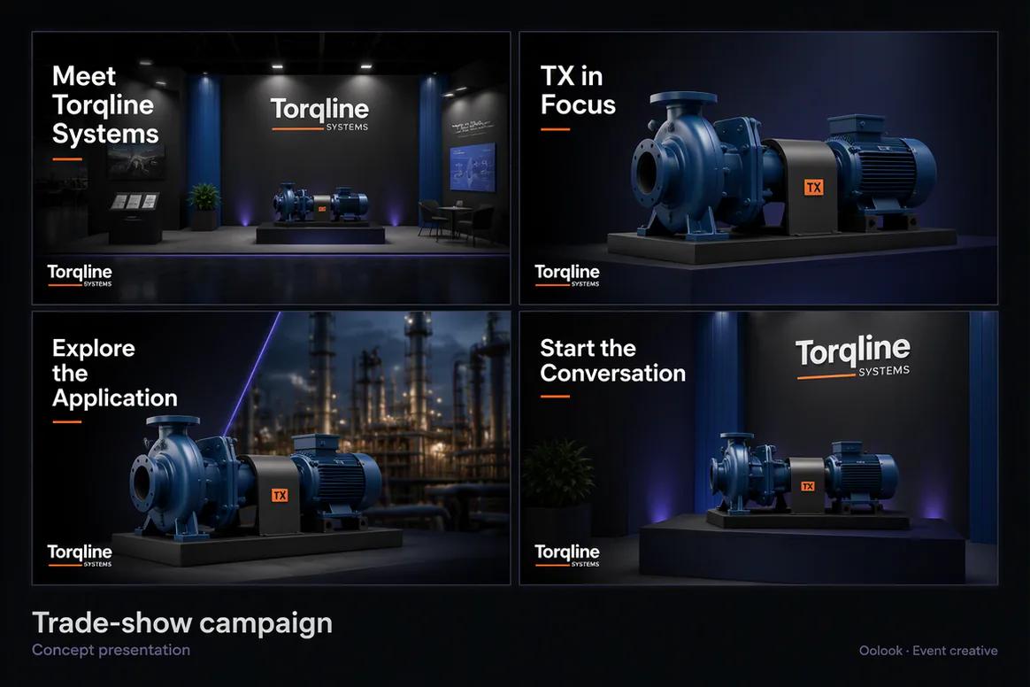 Oolook displaying a coordinated manufacturing trade show campaign