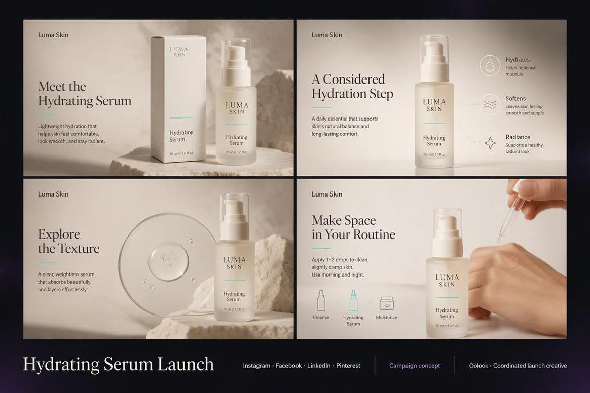 Oolook displaying a complete product launch campaign