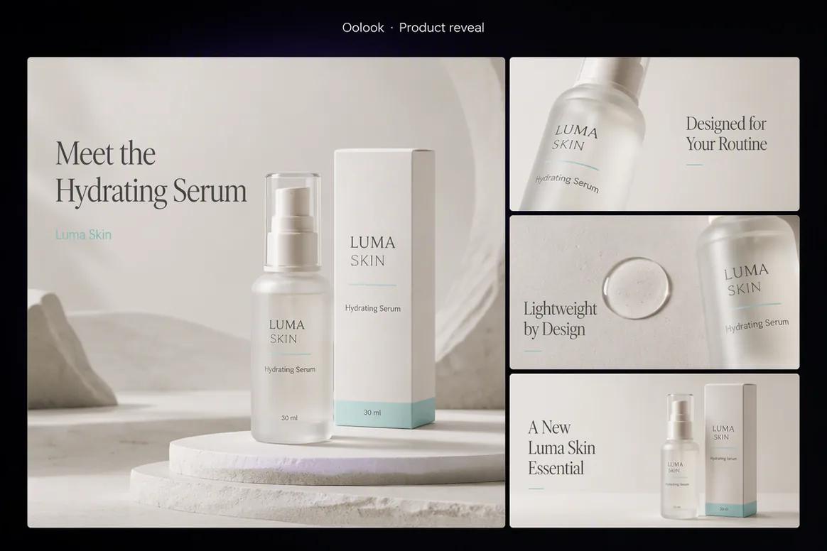 Oolook displaying a completed beauty product reveal