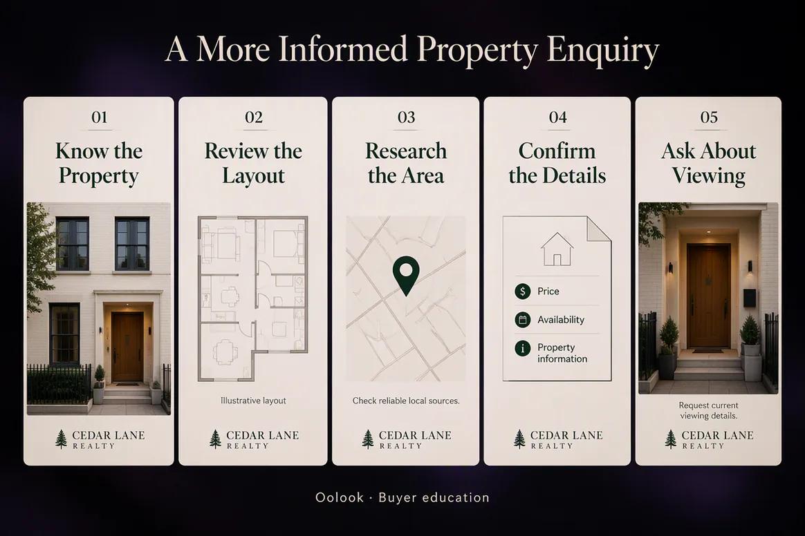 Oolook displaying a neighborhood and buyer education carousel