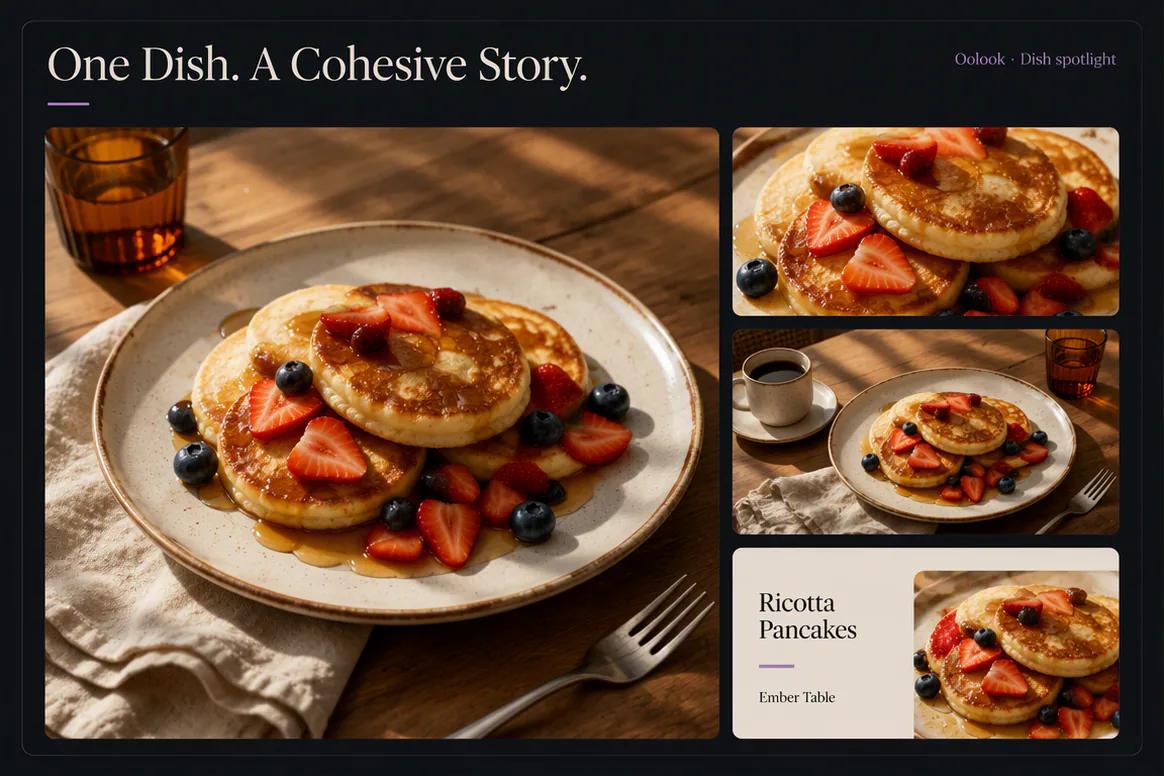 Oolook displaying a restaurant dish spotlight campaign