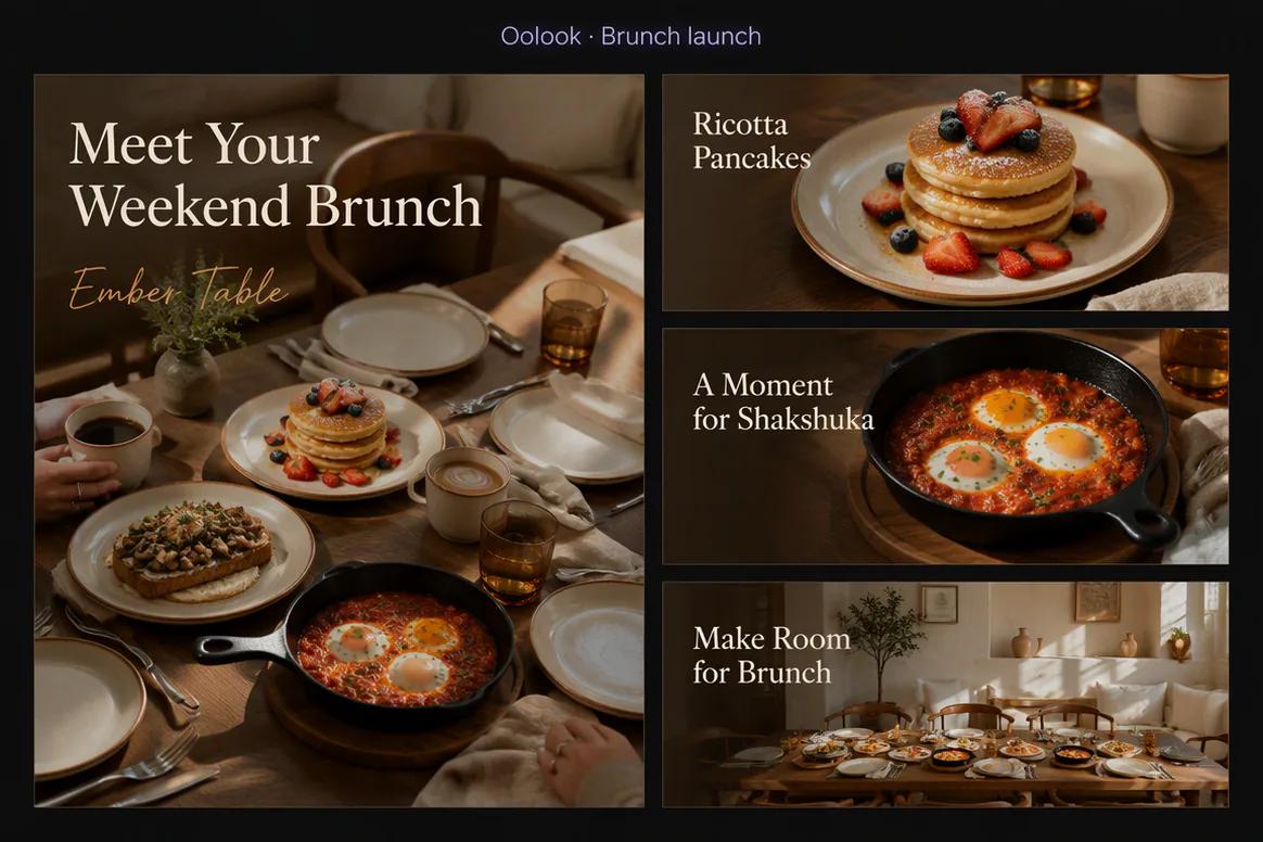 Oolook displaying a coordinated restaurant brunch launch campaign