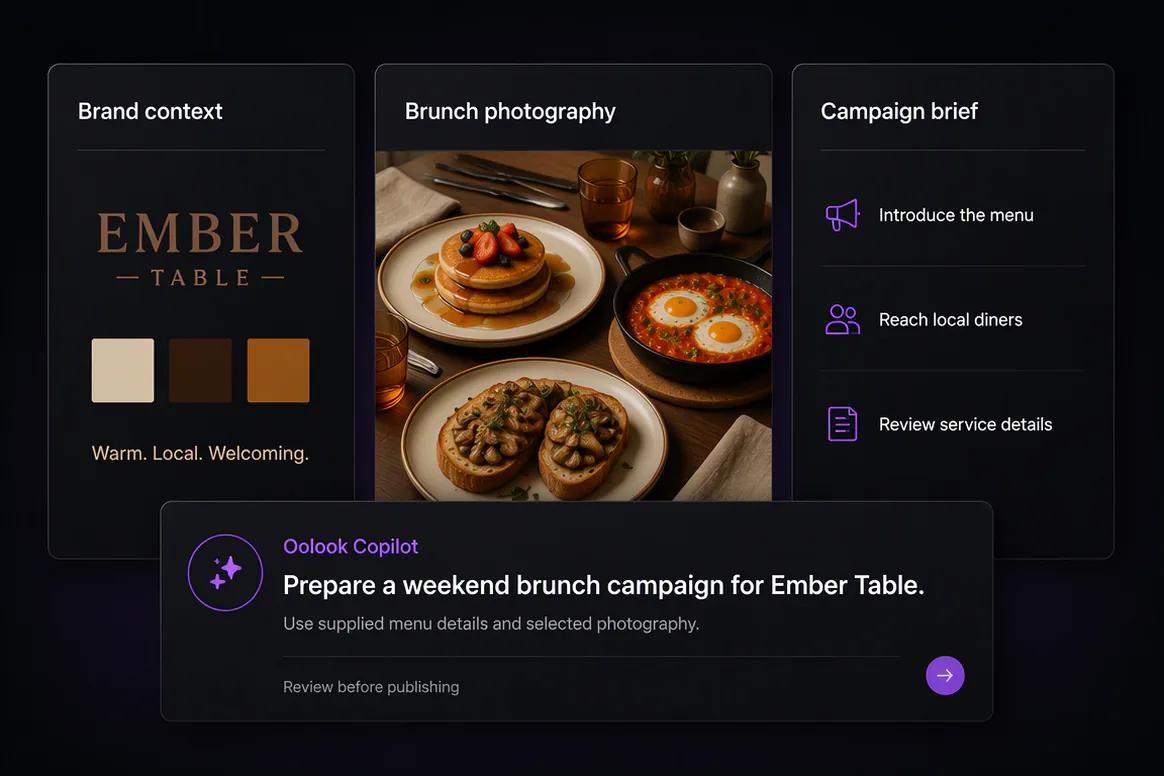 Restaurant menu launch campaign prepared inside Oolook