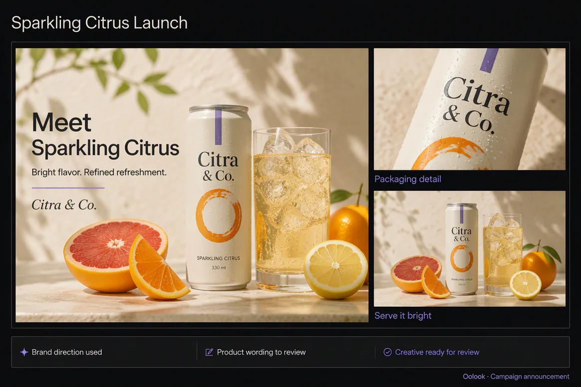 Oolook displaying a completed campaign announcement
