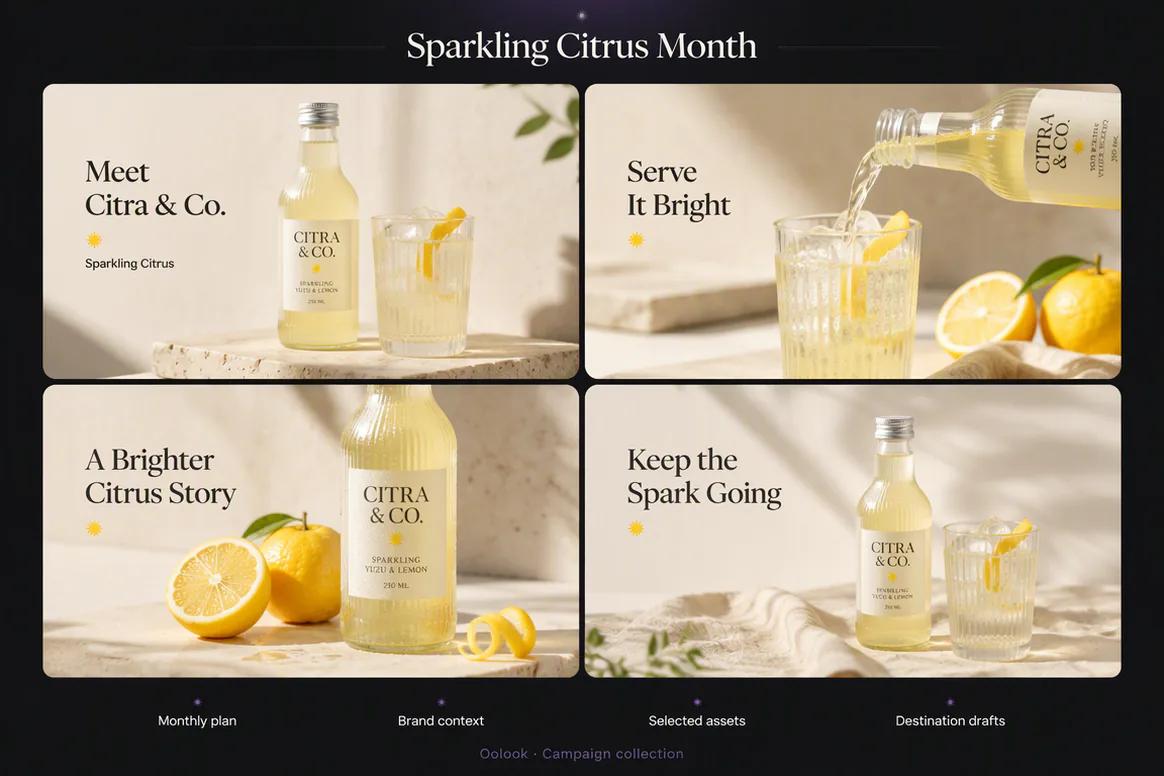 Oolook displaying a monthly social media campaign collection