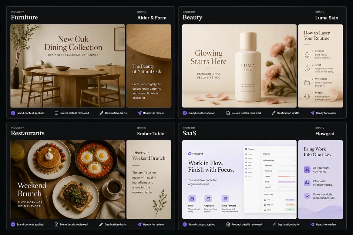 Oolook displaying marketing campaigns for several industries