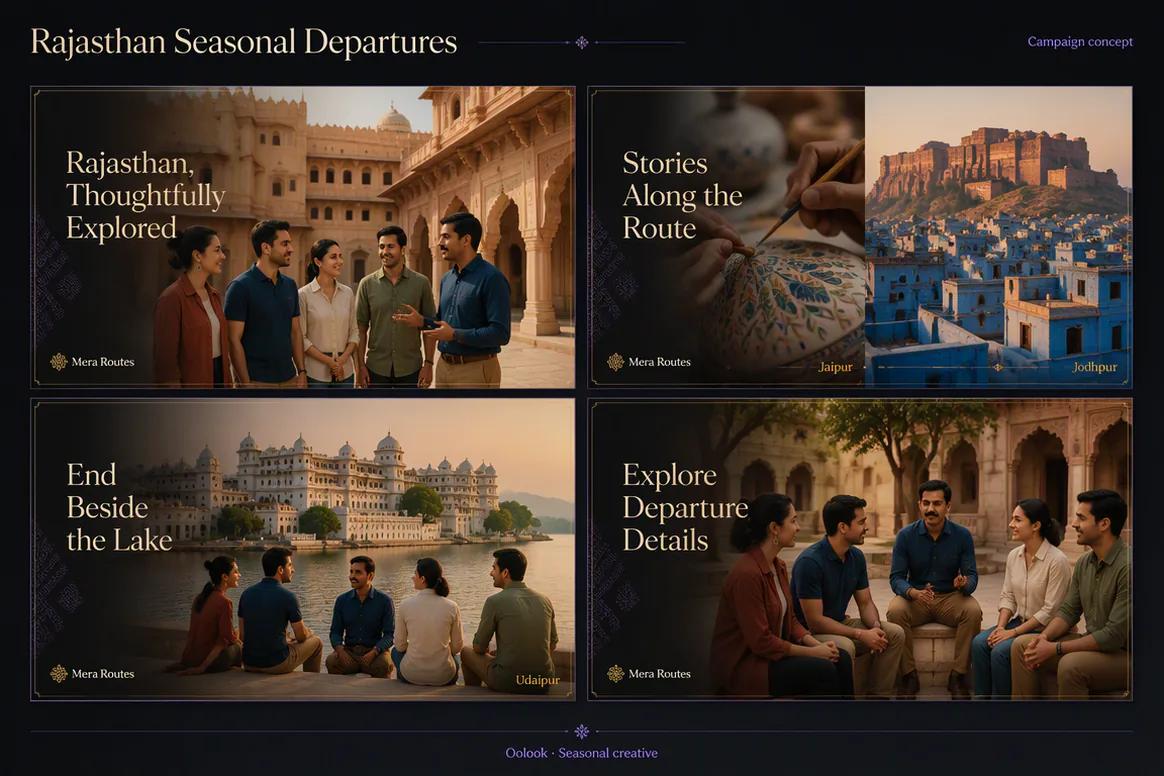 Oolook displaying a coordinated seasonal travel departure campaign