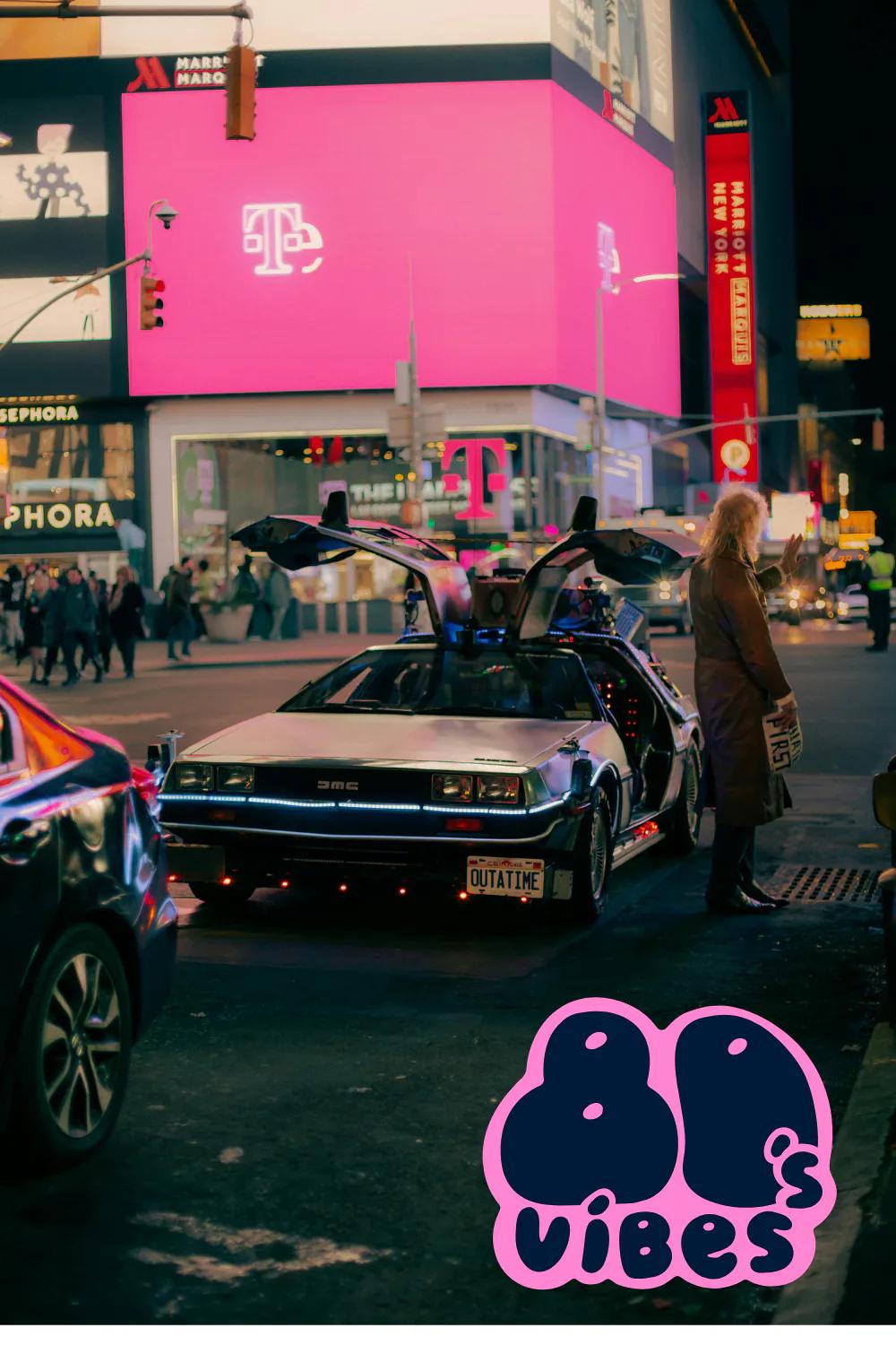 1980s Neon example showing a social media creative