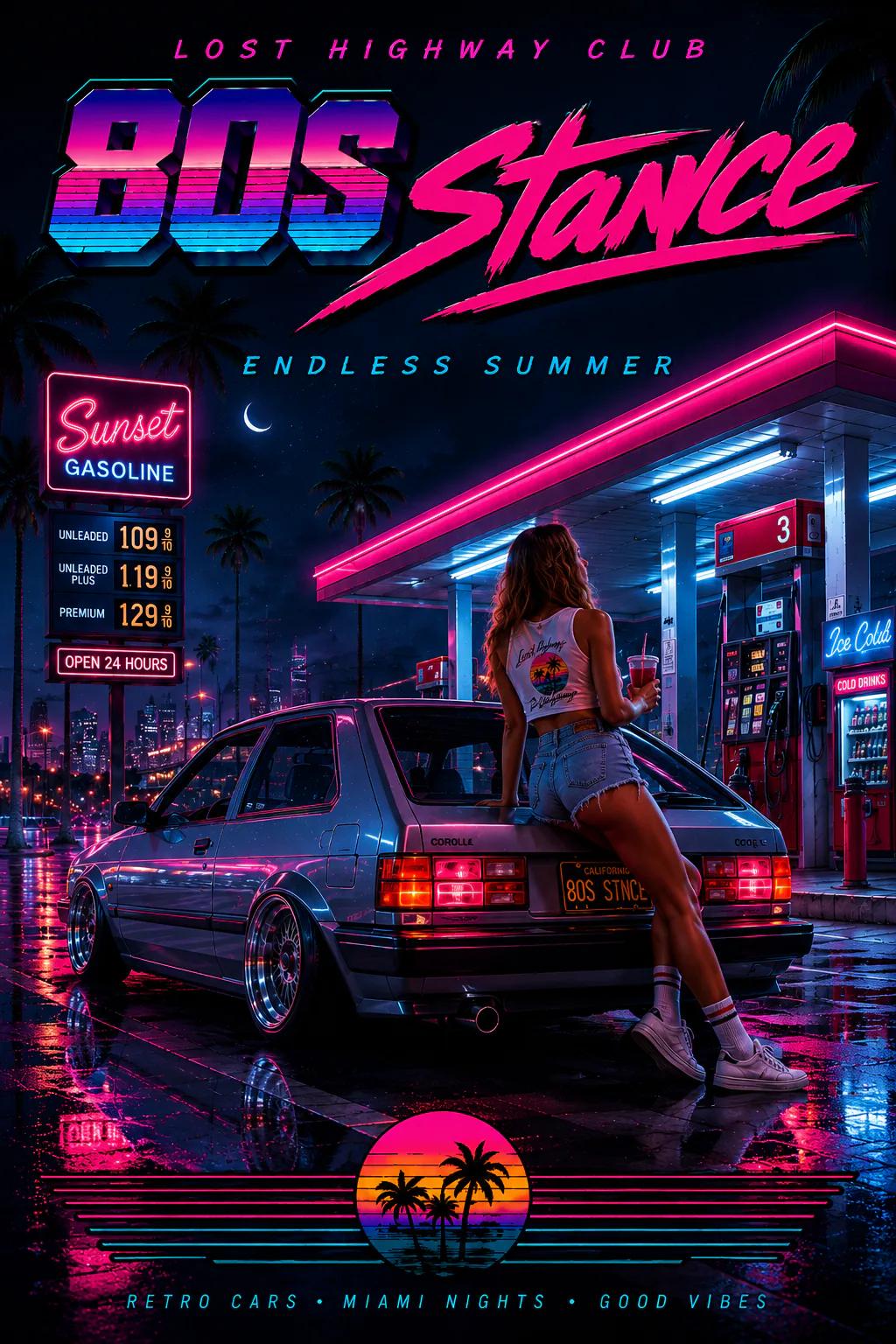 1980s Neon example showing a website or presentation visual