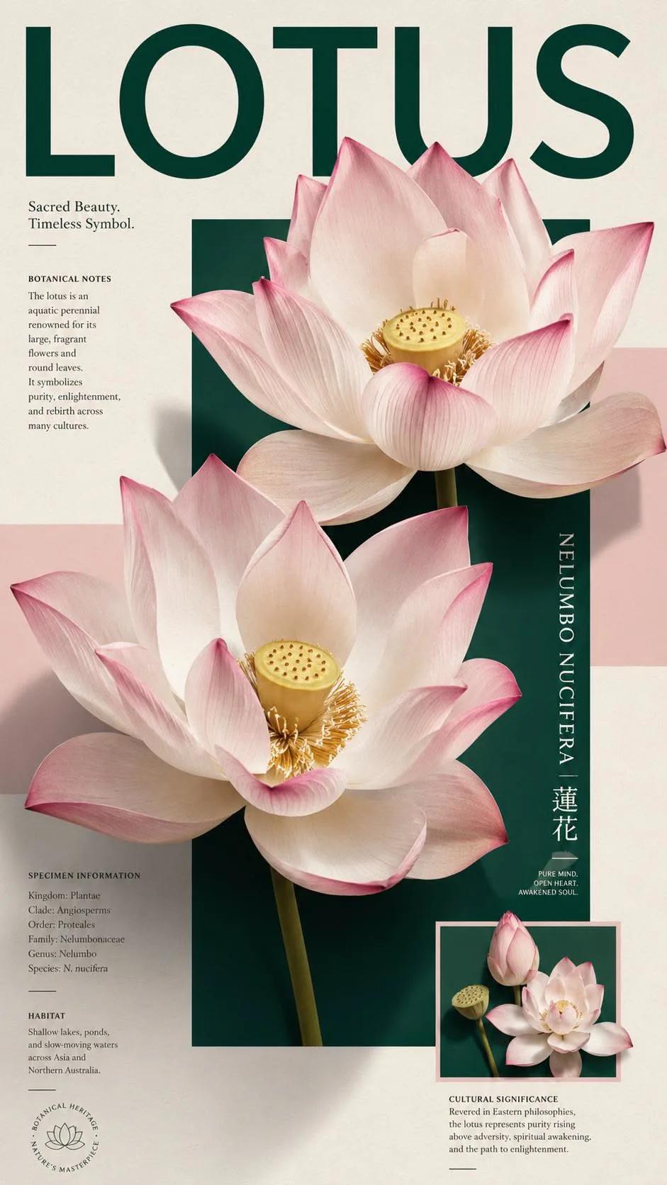 Botanical example showing a website or presentation visual