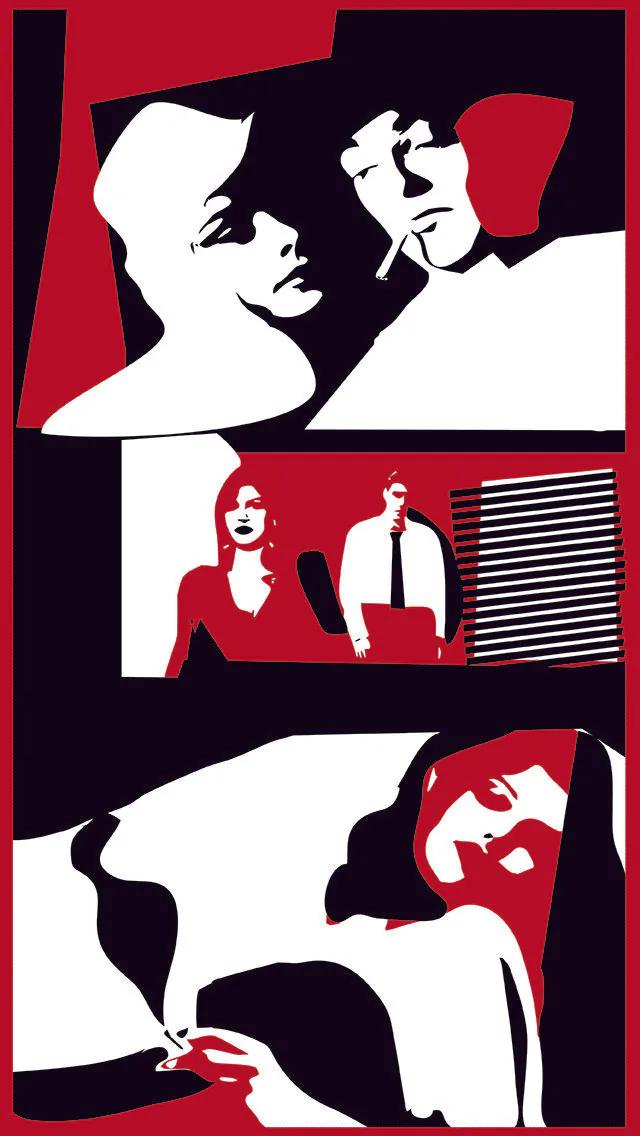 Film Noir example showing a editorial composition