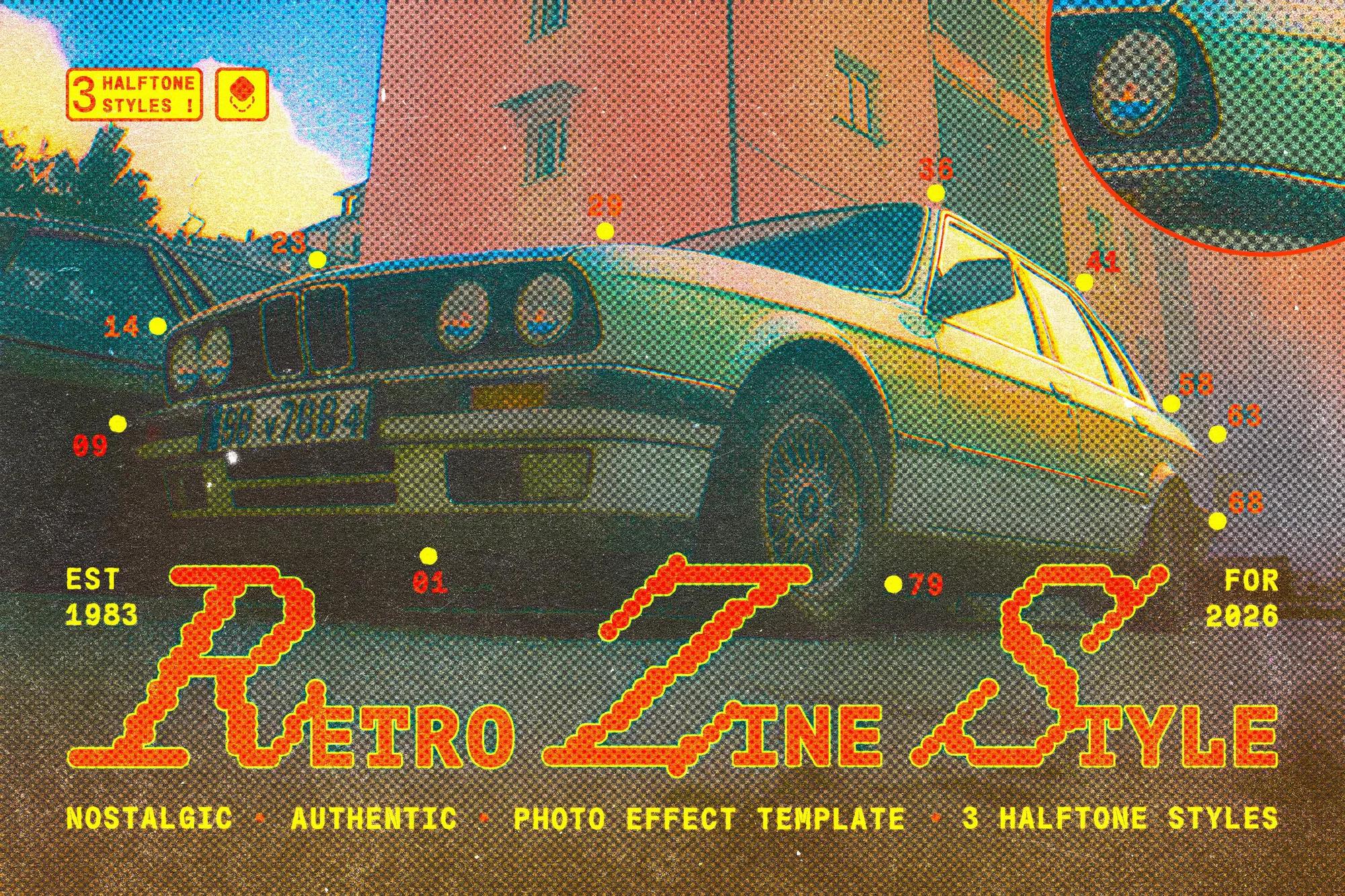 Halftone example showing a product advertisement