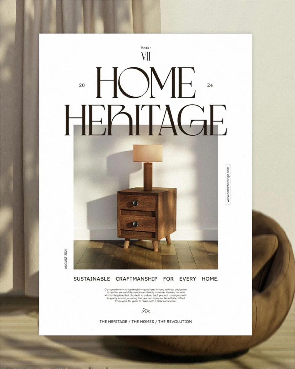 Heritage Editorial example showing a product advertisement