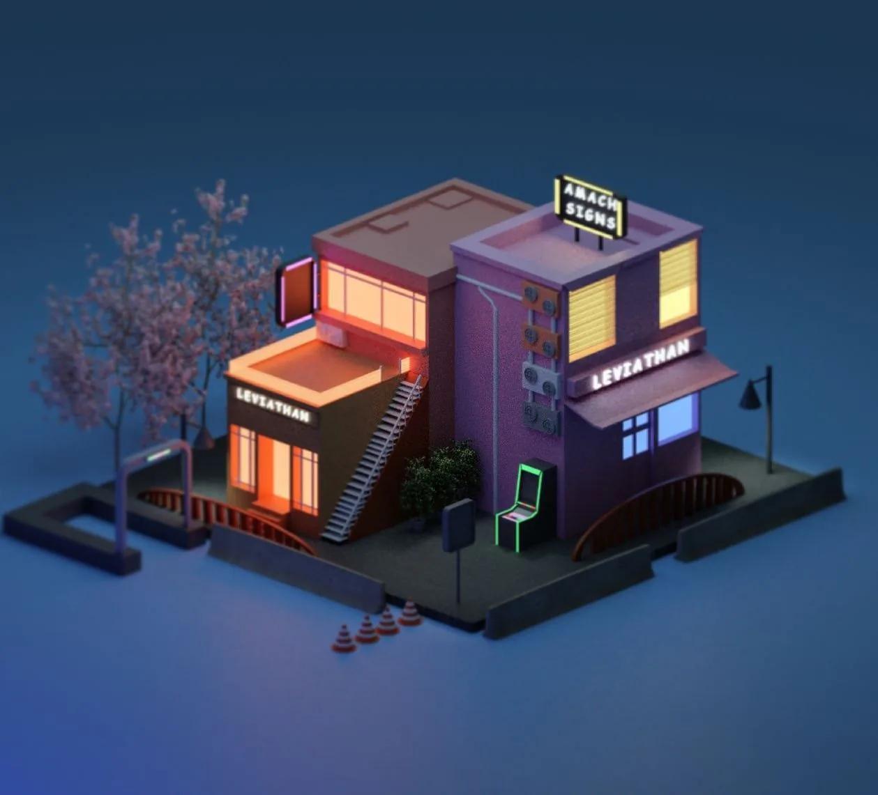 Low Poly example showing a website or presentation visual