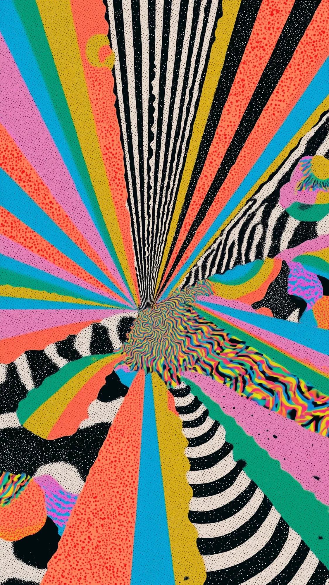 Psychedelic example showing a editorial composition