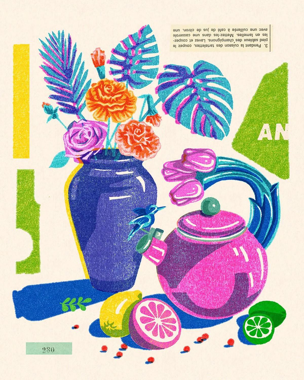 Risograph example showing a product advertisement