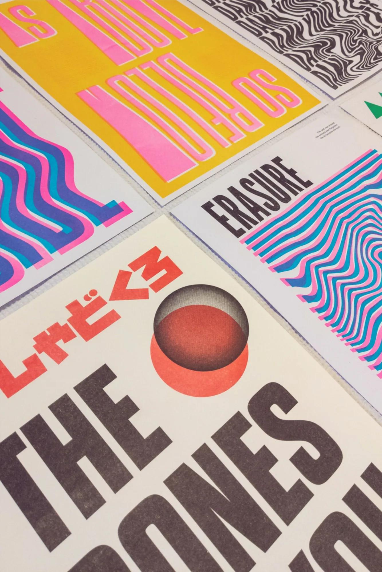 Risograph example showing a website or presentation visual