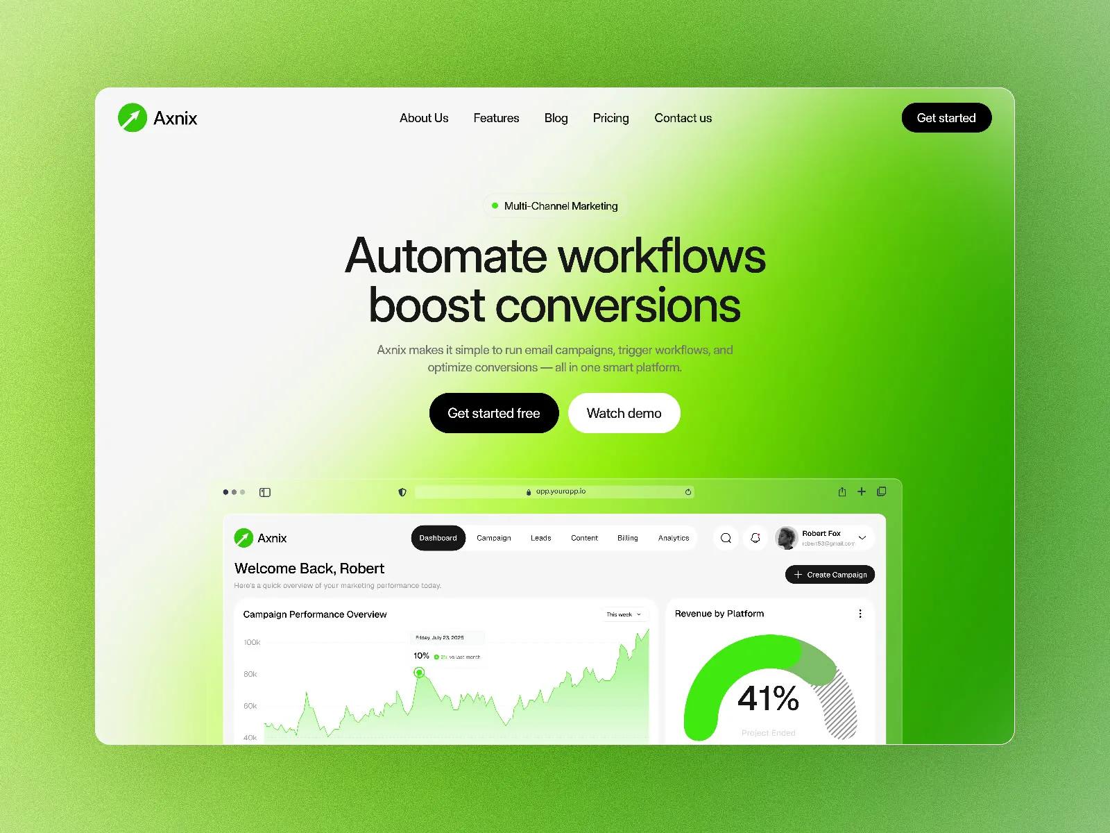 Startup SaaS example showing a people or portrait