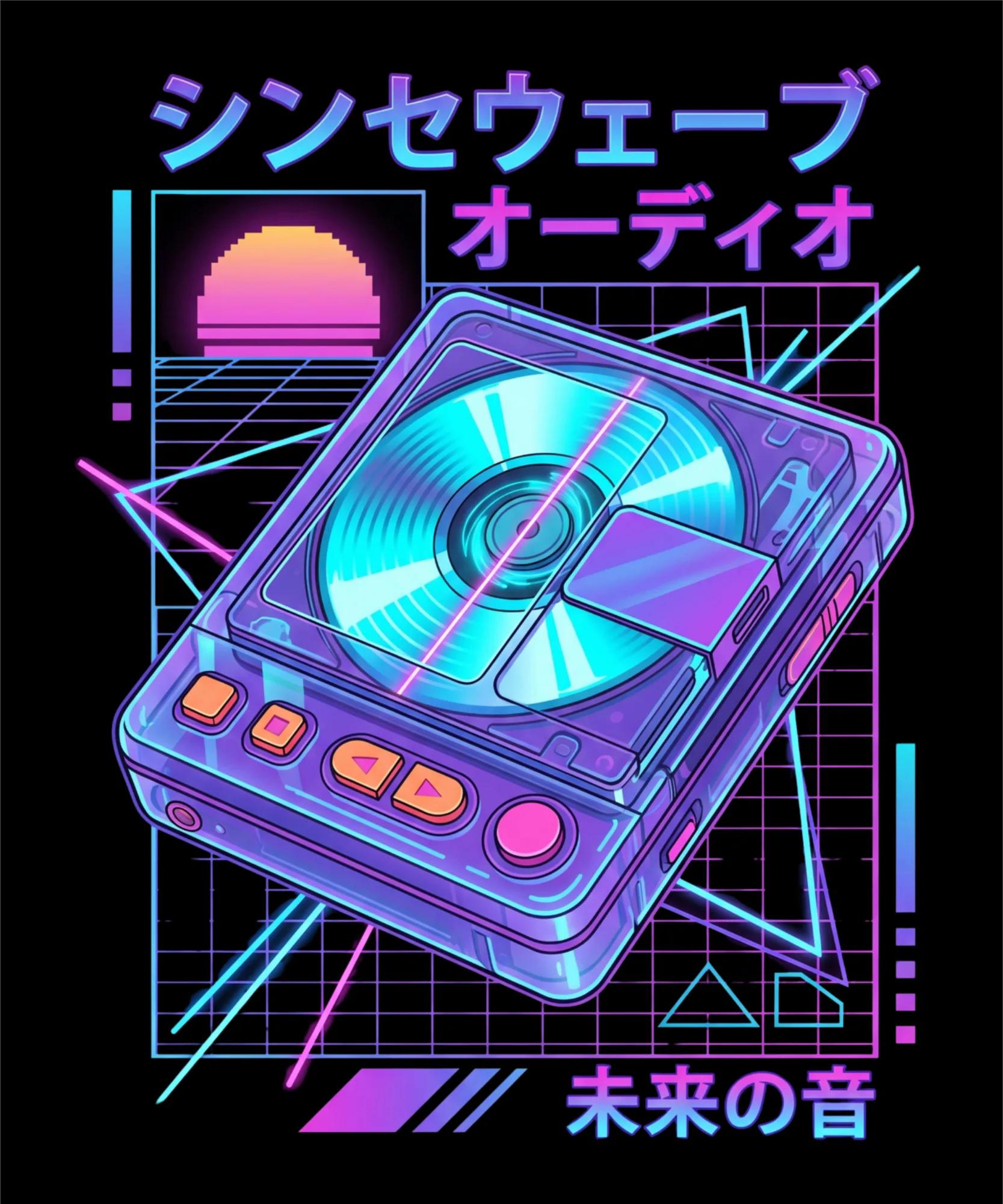 Synthwave example showing a editorial composition