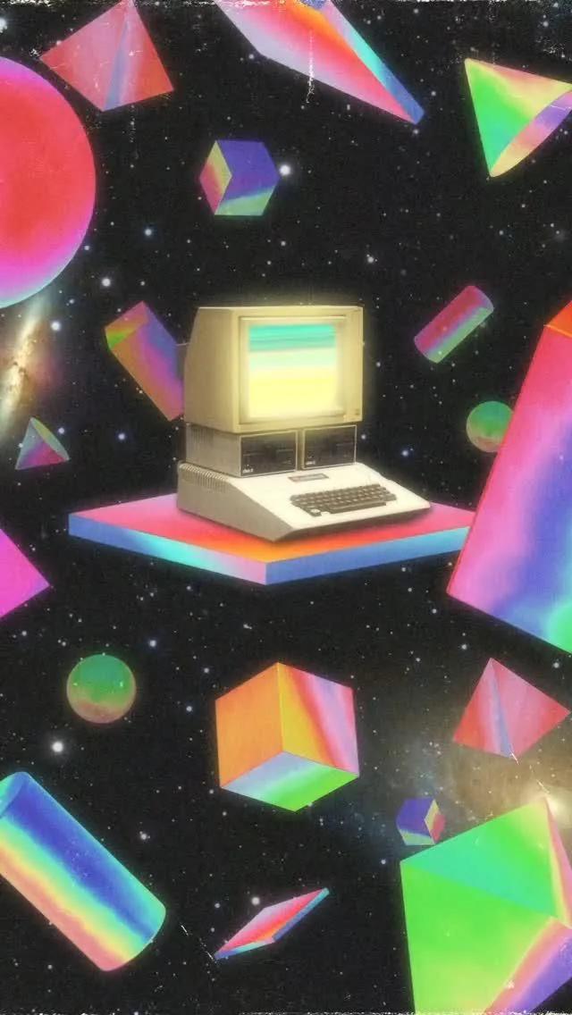 Vaporwave example showing a editorial composition