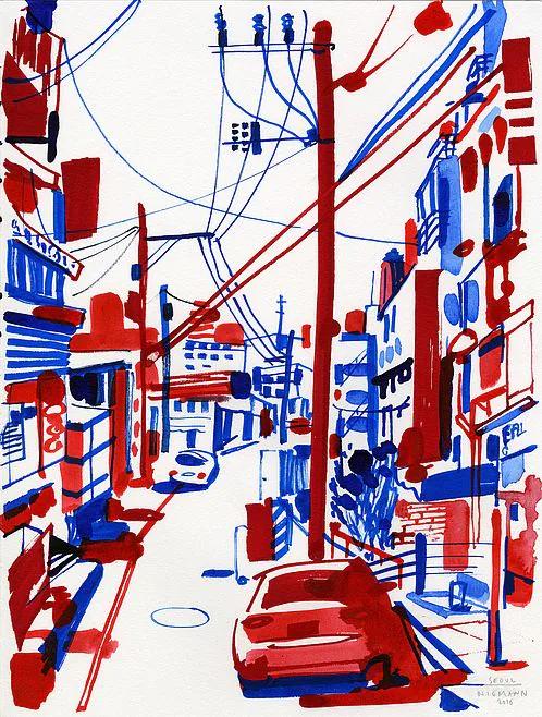 Watercolor example showing a editorial composition
