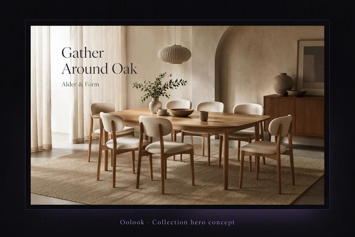 Oolook displaying a generated furniture product campaign image
