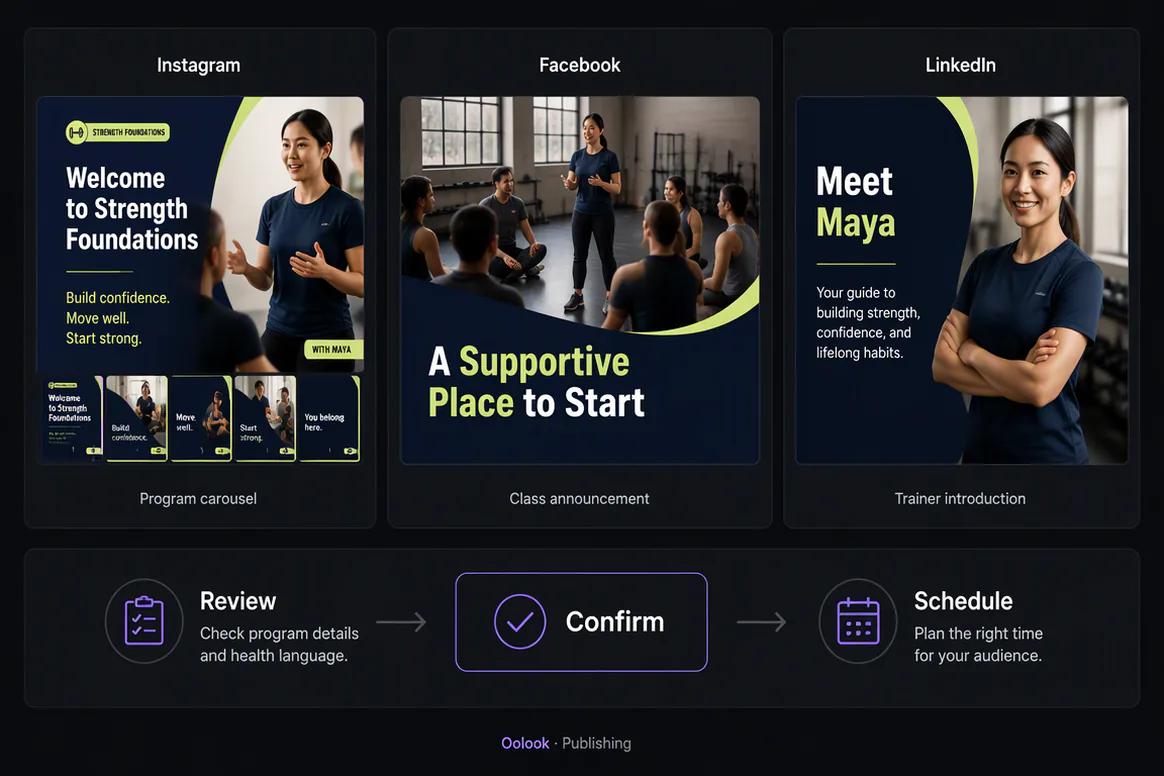 Fitness campaign scheduled and reviewed through Oolook